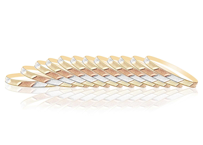 Three Tone Plated Side Veni Bangles